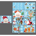 Christmas window decals set featuring Santa, reindeer and snowman on blue background - 9 Sheets/Set Santa Claus Hanging Balls