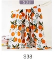 Breathable muslin swaddle blanket with orange fruit print pattern in style S38 - Orange & Leaves (S38)