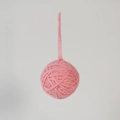 Soft pink 5cm yarn-wrapped Christmas ball ornament with hanging loop for tree decor - Light Pink