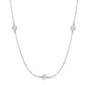 Minimalist 925 sterling silver necklace featuring three elegant freshwater pearls - Silver Wave Three Pearl(GPN35-P)