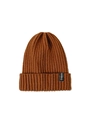 Brown rib-knit beanie with Freedom woven label for winter warmth and fashion - Caramel color