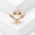 Exquisite owl brooch in gold finish with white pearl body and sparkling crystals - Gold