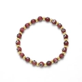 Handmade Evil Eye beaded bracelet in red-purple finish with gold metal spacers - Burgundy