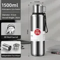 1500ml 316 stainless steel vacuum insulated flask with brushed finish for outdoor travel - 1500ml / Handle Lid + Carrying Rope / Steel Color