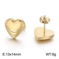 Polished 18K gold plated stainless steel heart stud earrings sized 13x14mm - Gold (KE57391-Z)