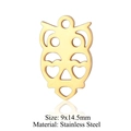 Golden owl pendant in stainless steel for DIY jewelry making, size 9x14.5mm - Owl / Gold