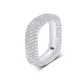 Square geometric pave setting ring in silver finish with sparkling cubic zirconia stones - US 5 / Silver Rounded Square Full Pave (ARS102447W)