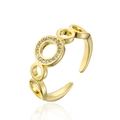 Luxuriöser vergoldeter 18K Mehrschicht-Ring mit Zirkonia-Akzenten für Damen im INS-Stil - Mehrlagiger geometrischer Stil (12251)