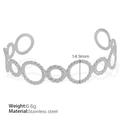 Silver stainless steel open bangle with twisted cable link design for women - Twisted Rope Circular Style (SZ81) / Silver