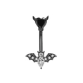 Gothic black heart navel ring with bat wings and sparkling crystal dangles for women - Devil Bat Style / Black / Black Heart