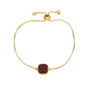 Adjustable 18k gold box chain bracelet with a square purple druzy stone pendant - Purple