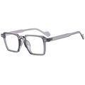 Classic small square sunglasses in translucent grey with metal rivets on the temples - Transparent Grey Clear Lens Anti-Blue Light