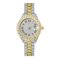 Orologio al quarzo lusso oro e argento con diamanti e display della data luminoso - Bicolore (Oro e Argento)