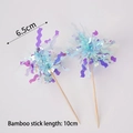 Set of 10 iridescent laser paper cake toppers with 10cm bamboo sticks for party decor - Blue Rain Silk Pick (10 Pcs)