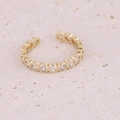 Close-up of golden heart ring with micro-pave white zircon inlay on stone surface - Adjustable Open / Bubble Set Clear Round Zircon Style (6#)