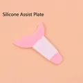 Soft pink silicone mascara guard tool for precise eyeliner and eyelash makeup application - Long Handle / Pink