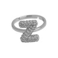 Adjustable silver-tone open ring featuring a sparkling micro-pave letter Z design - Adjustable Open / Silver-Z