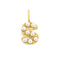 Golden letter S pendant with inlaid white pearls for DIY bracelets and necklaces - S / Gold