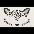 Adesivi brillantini viso leopardati per trucco festa in nero e oro, modello FG332 - FG332 Adesivo Visage Leopardo Astratto
