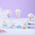 Collection of six cute cartoon puppy figurines in assorted pastel colors for desk decor - Set of 6 Puff Dog Figurines