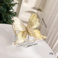 Farfalla natalizia 20cm con paillettes dorate e perle bianche per decoro albero - 20cm / Oro