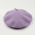 Classic purple wool beret for women in a minimalist French artist style with soft texture - M (56-58cm) / Taro Purple