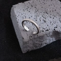 Bague ouverte en argent S925 avec zircons et motif rayé style vintage français - Bague ouverte rayée / JZ0184 Petit