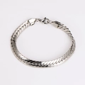 Pulsera de hombre de acero inoxidable plateado de 7,5mm con eslabones planos y cierre de langosta - 7.5mm*21cm Pulsera / Color Acero