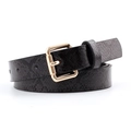 Sottile cintura nera con motivo a serpente per donna e fibbia quadrata in metallo dorato - Snake Print / Nero