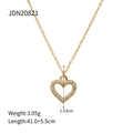 Halskette aus 18k vergoldetem Edelstahl mit Herzanhänger und vollem Zirkonia-Besatz - Gold Vollzirkon Herz Stil (JDN20821)