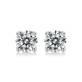 Elegant S925 silver moissanite stud earrings with four-prong round cut sparkling stones - 925 Silver / 2 Carat * 2