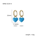 Sky blue heart-shaped enamel hoop earrings in gold plated stainless steel, 25mm length - Sky Blue Heart (NMSE-D239-4)