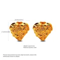 Detail of heart stud earrings in gold plated stainless steel with embossed stars - Stainless Steel Embossed Heart Studs