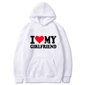 White I Love My Girlfriend hoodie sweatshirt with red heart and front pocket - S / White (I ❤️ MY GIRLFRIEND)