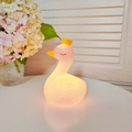Swan animal night light in off-white with yellow crown and soft matte finish - Swan - Pink