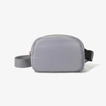 Minimalist light grey waterproof nylon waist bag with adjustable strap and golden zippers - Gray