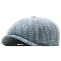 Vintage light blue and white textured newsboy cap with classic herringbone pattern - Adjustable / Light Blue