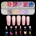12-grid aurora nail art set with crystal rhinestones, pearls and mixed size bow accessories - Mini Aurora Rhinestone (12TZ-14)