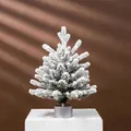 Rotating musical flocked Christmas tree with realistic snow and silver reindeer base - 45CM Flocked Snow Silver Base (No Light)