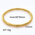 Golden twisted bangle with bead-and-tube design and fine diagonal engraving in 4.5mm width - Beaded Texture (KB185494-SP)