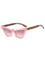 Roze cat-eye zonnebril met transparant montuur en luipaard schildpad-pootjes - Roze Frame Gradiënt Rode Lenzen