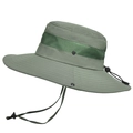 Olive green outdoor sun hat with wide brim, mesh vents and adjustable chin strap - Army Green