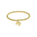 18k gold-plated brass bead stretch bracelet featuring a 3D initial M letter charm - M