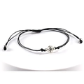 Adjustable black woven bracelet with silver compass pendant for graduation gift - No Card Pack