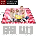 Red and white checkered 150x200cm picnic mat for 4-6 persons with foldable handle - Red-White Grid Picnic Mat / 150*200cm
