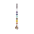 Handmade tree of life car charm featuring 7 chakra natural stones and woven tassels - Round Bead - Simple Car Hanging