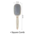 Cream white square paddle hair brush with massage bristles and 25x7cm dimensions - Square Comb