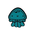 Cute turquoise enamel jellyfish pin badge with black metal outline for ocean lovers - Deep Teal Jellyfish Style (C2355-3)