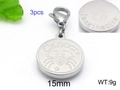Set de 3 colgantes del zodiaco Cáncer en acero inoxidable plateado con mosquetones, 15mm - Cáncer / Color Acero