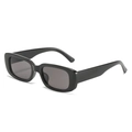 Classic glossy black vintage rectangle sunglasses with thick PC frame in 90s retro style - Black Frame Black Grey Lens